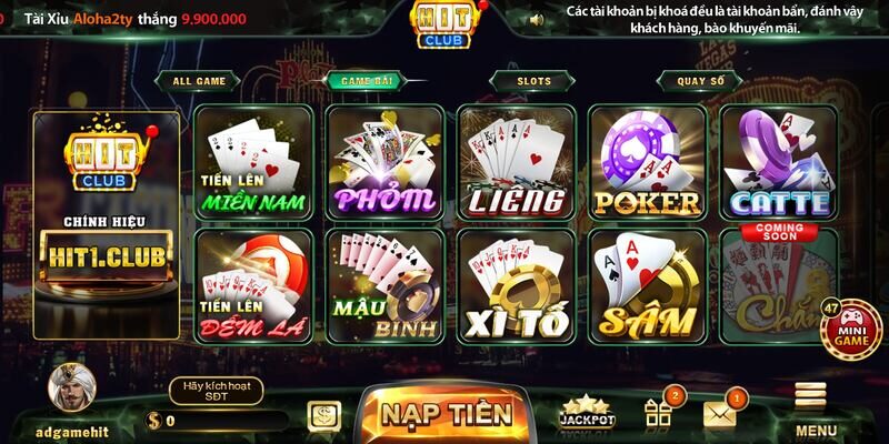 Những game bài Hitclub dẫn đầu  thị trường về độ phổ biến